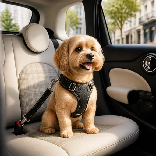 Image générée par intelligence artificielle Citadine d'occasion pour transporter un chien / des animaux — illustration générée par IA