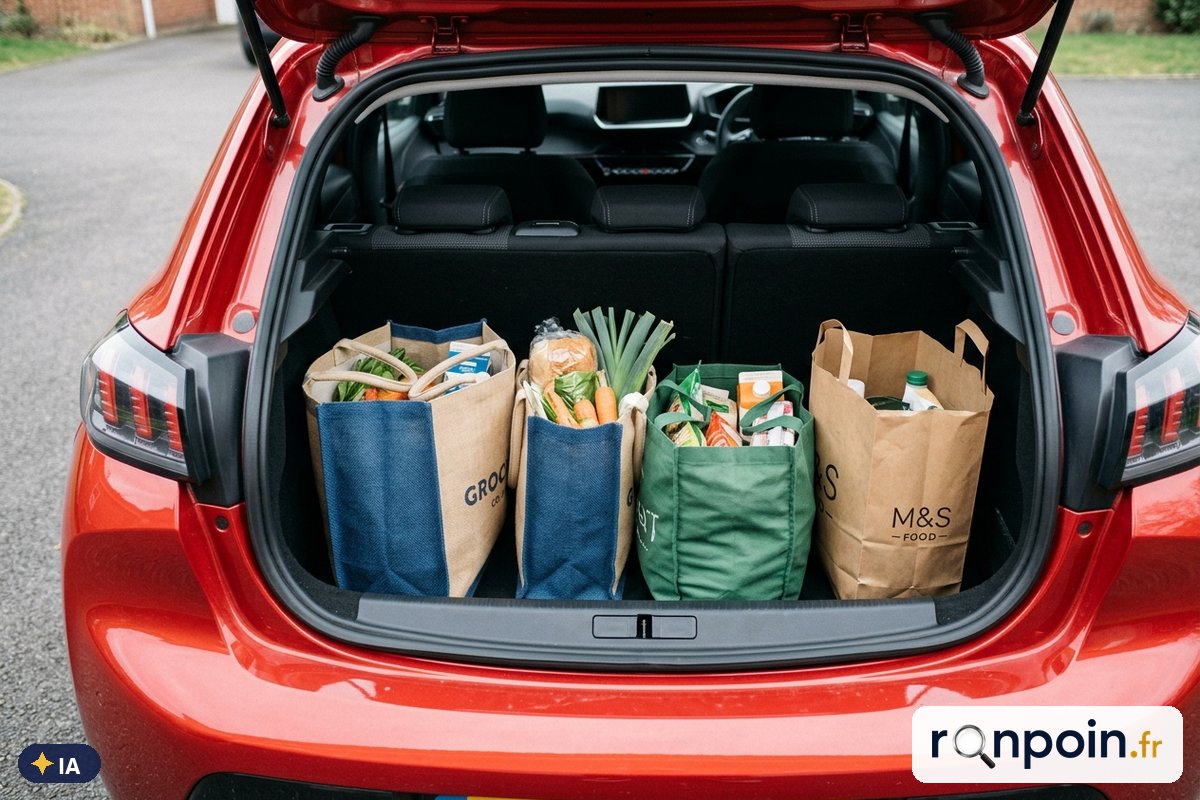 Coffre d'une Peugeot 208 II — illustration générée par IA