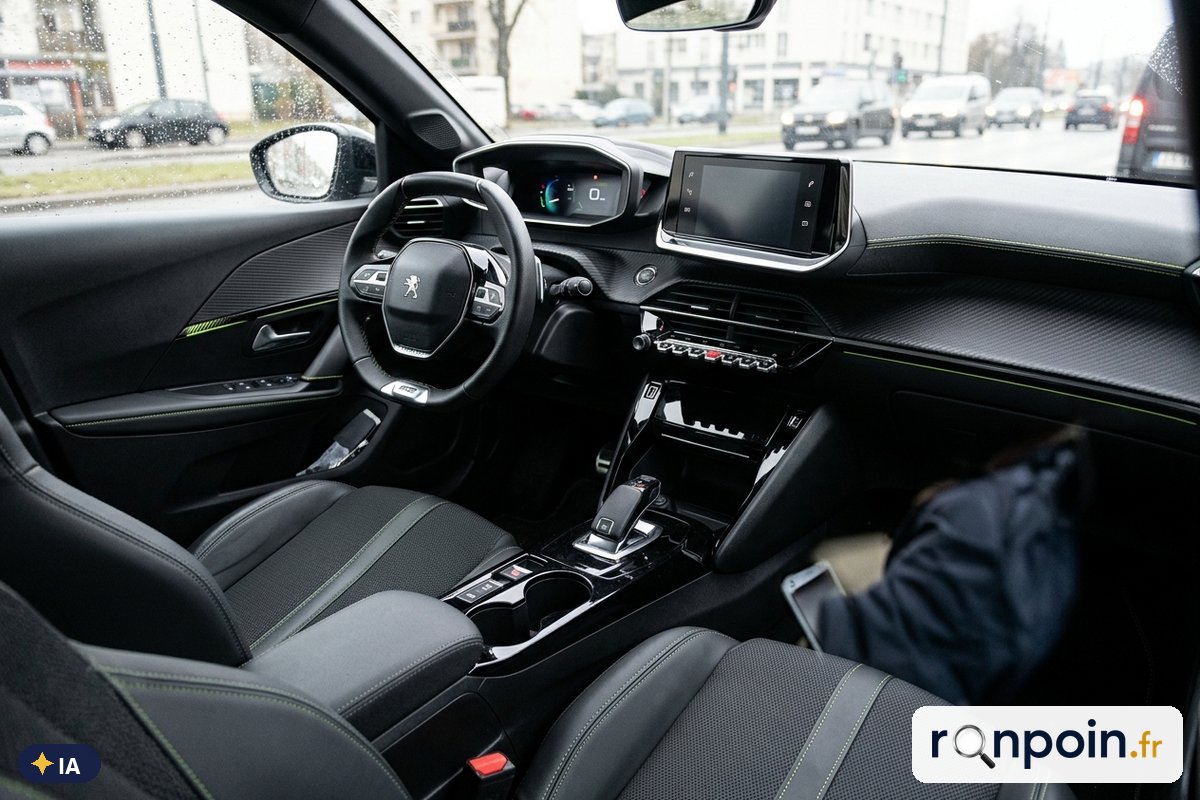 i-Cockpit 3D d'une Peugeot 208 II — illustration générée par IA